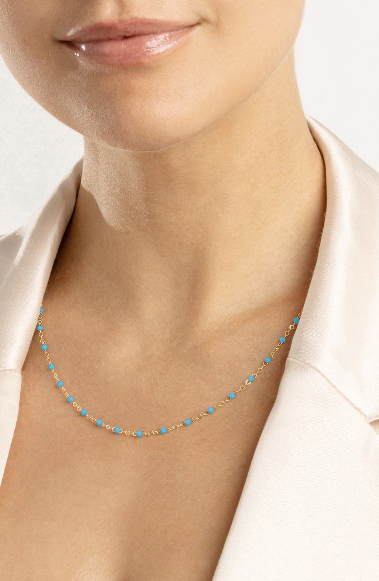 ES JEWELRY Enamel Station Chain Necklace, Alternate, color, Turquoise