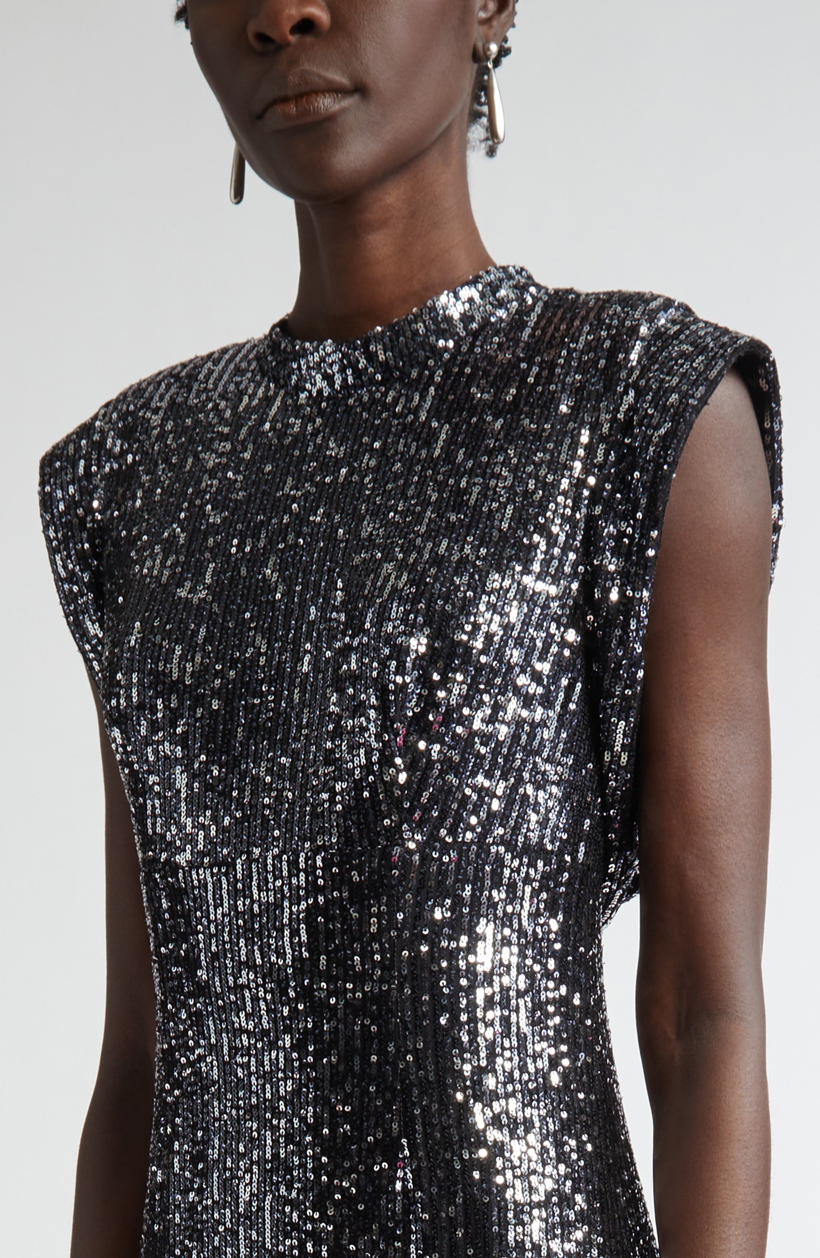 sequin drape back dress Sequin Draped Open Back Dress in Blue