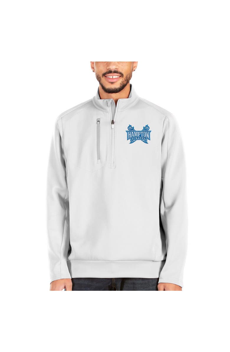 ANTIGUA Men's Antigua White/Silver Hampton Pirates Generation Quarter-Zip Pullover Jacket, Alternate, color, 