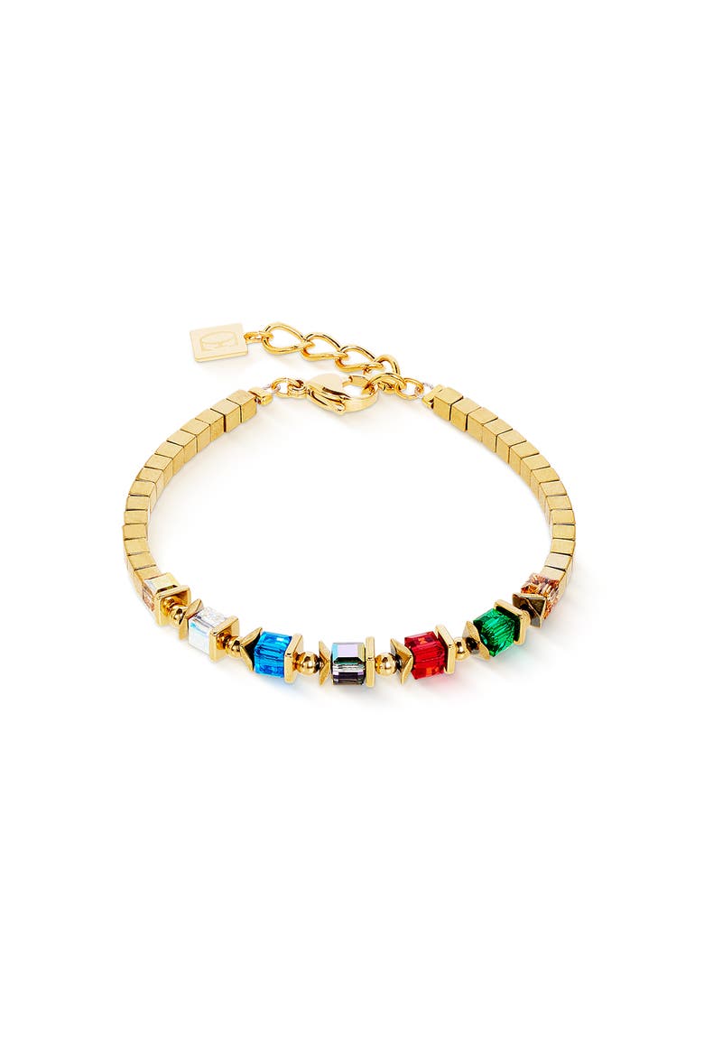 Sparkling Cubes Fusion Chain Gold Bracelet, Main, color, Multicolor