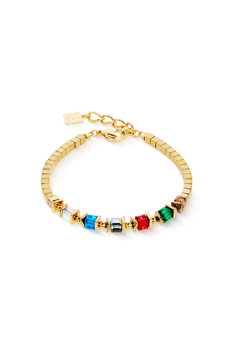 COEUR DE LION Sparkling Cubes Fusion Chain Gold Bracelet, Main, color, Multicolor