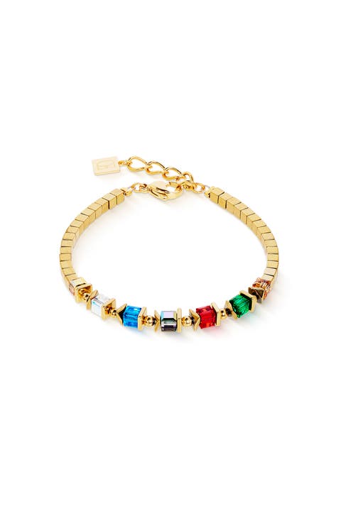 Sparkling Cubes Fusion Chain Gold Bracelet
