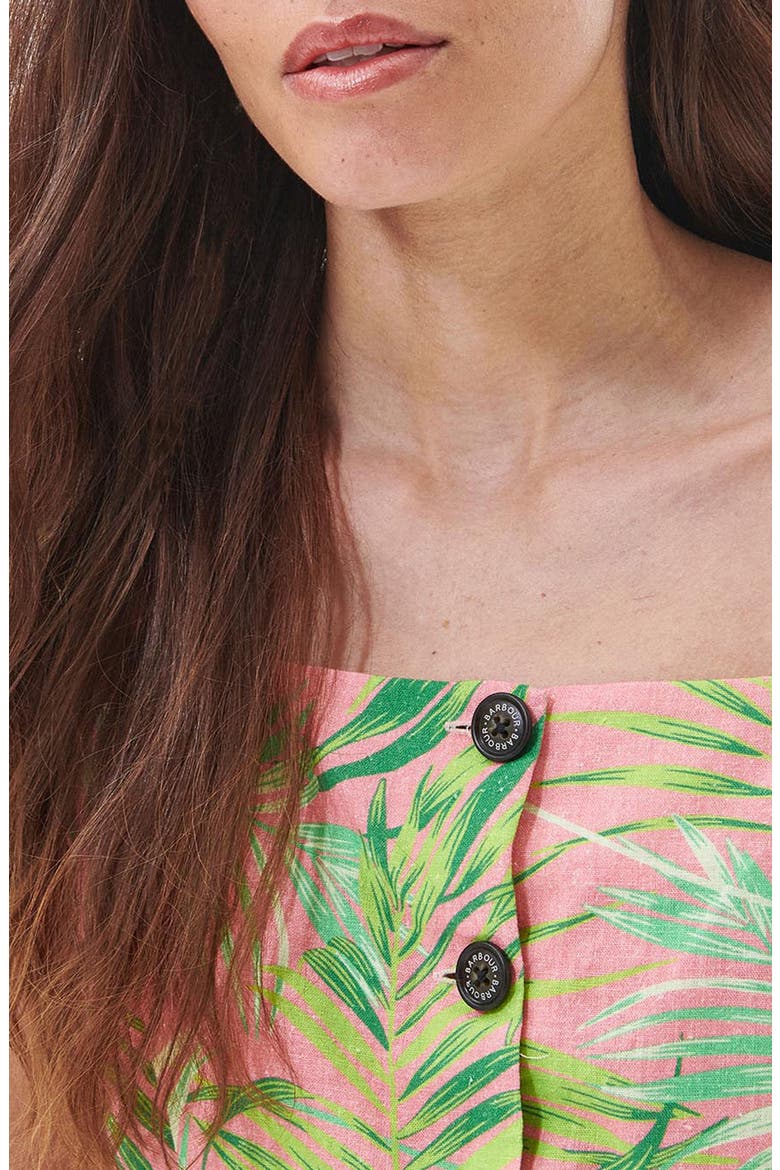 Aralia Frond Print Cotton Peplum Top, Alternate, color, PINK MULTI