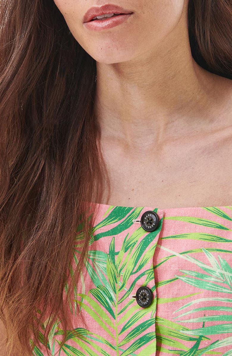 Barbour Aralia Frond Print Cotton Peplum Top, Alternate, color, Pink Multi