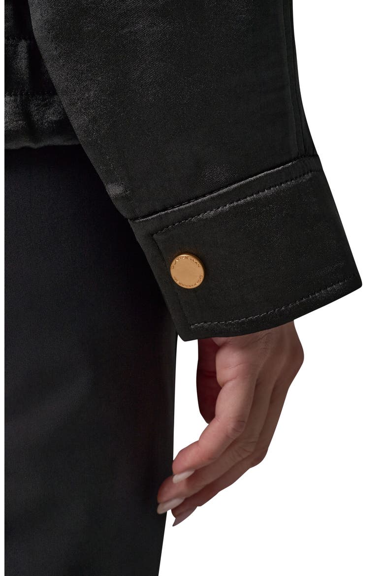 Satin Zip Front Jacket, Alternate, color, BLACK