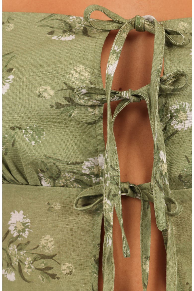 Juliette Floral Tie Front Cotton & Linen Top, Alternate, color, SAGE BOTANICA