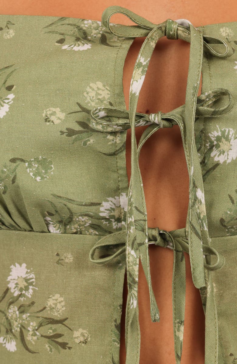 Petal & Pup Juliette Floral Tie Front Cotton & Linen Top, Alternate, color, Sage Botanica