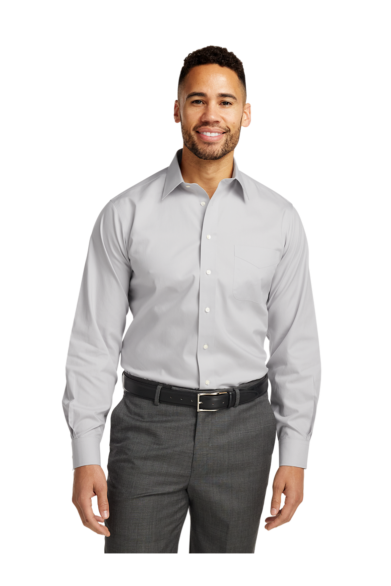 Non-Iron Cotton Pinpoint Solid Point Collar Dress Shirt