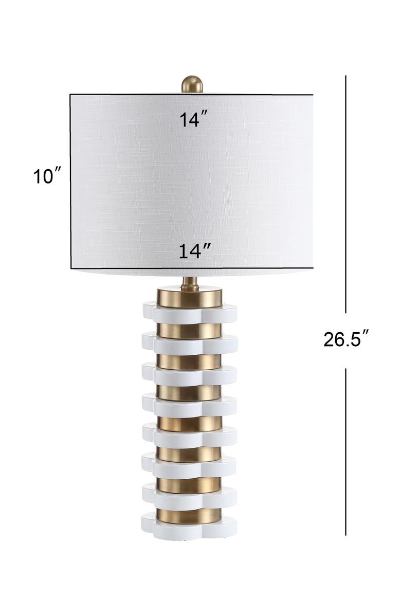 JONATHAN Y Wellington Quatrefoil Striped Resin LED Table Lamp, Alternate, color, Brass Gold