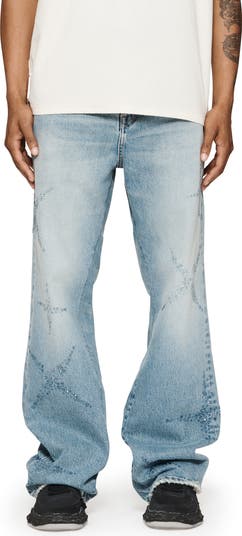 Vintage Indigo Crystal Embellished Wide Leg Jeans