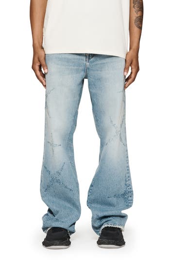 PURPLE BRAND PURPLE BRAND VINTAGE INDIGO CRYSTAL EMBELLISHED WIDE LEG JEANS