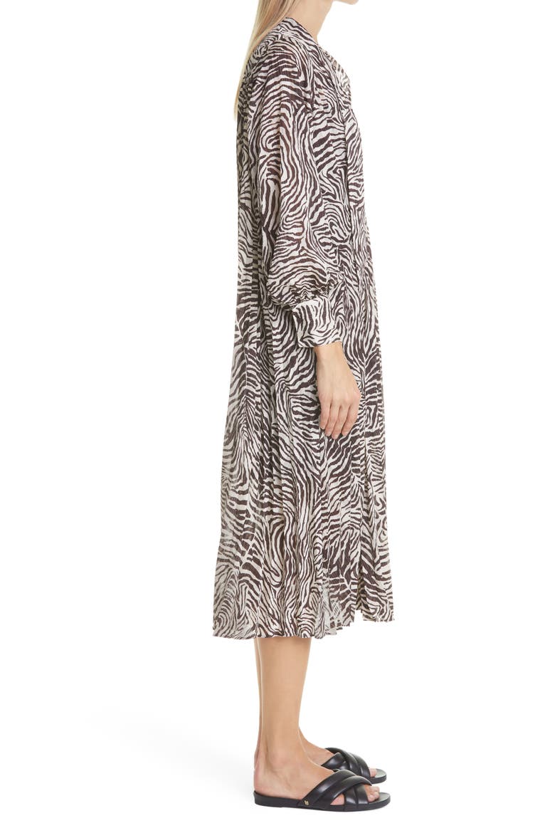 Dorothe Abstract Animal Print Long Sleeve Midi Dress, Alternate, color, CHOCO ZEBRA