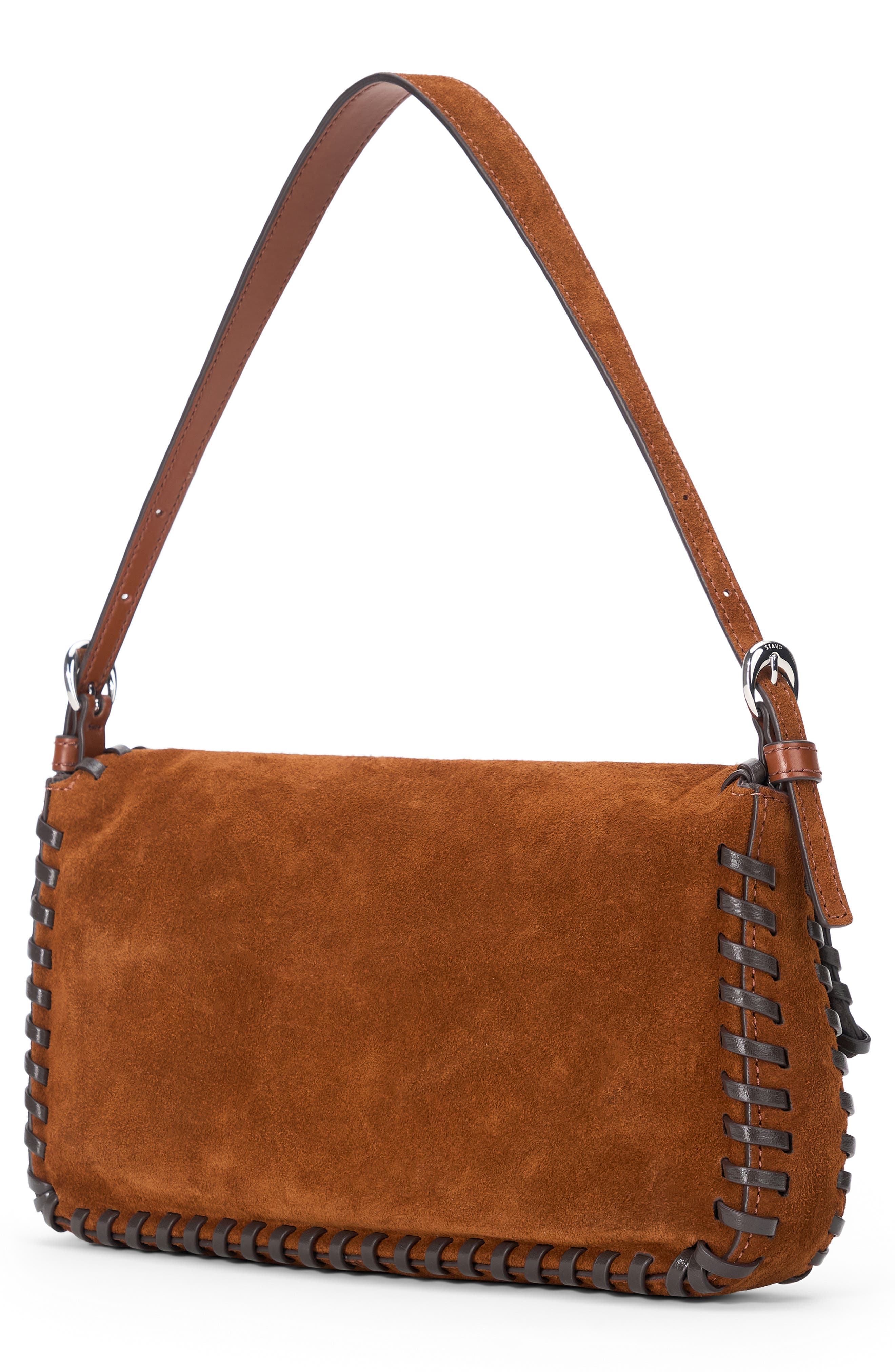 STAUD Harlow Suede Shoulder Bag, Alternate, color, Tabacco/ Espresso