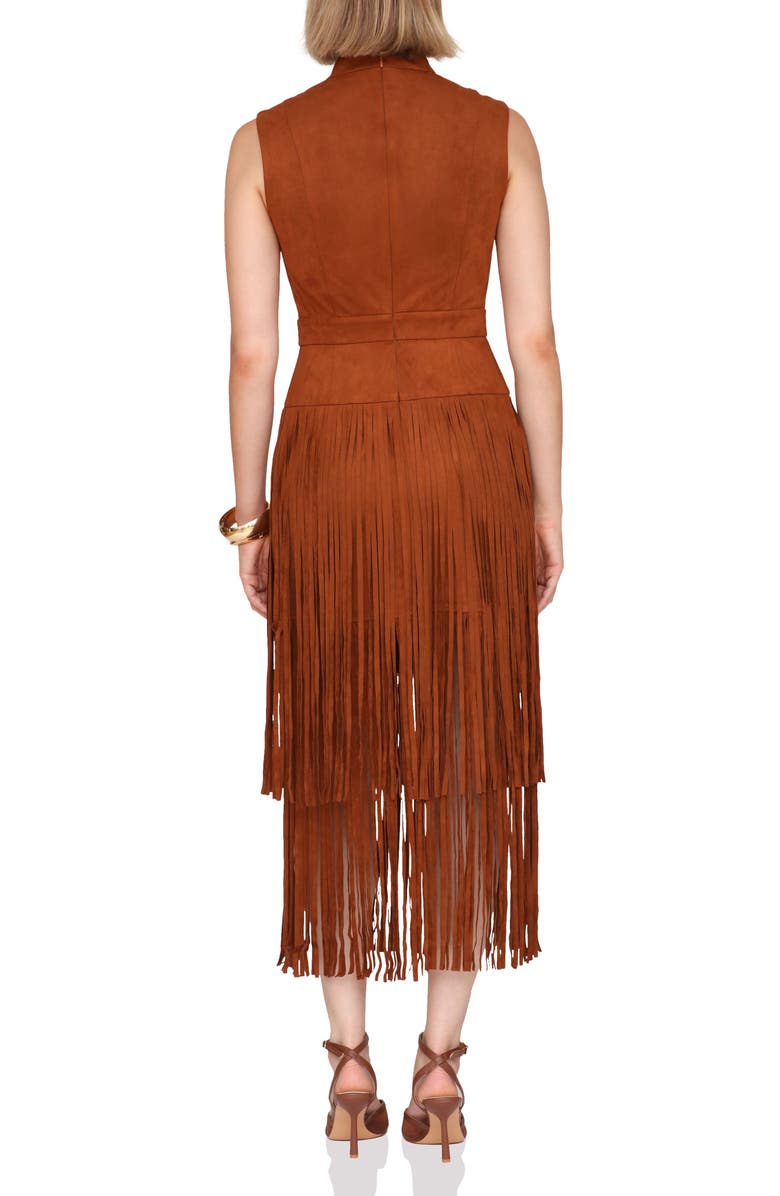 Avec Les Filles Sleeveless Fringe Dress, Alternate, color, Brown/Brown