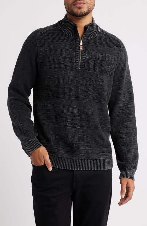 Saltwater Textured Cotton Half Zip Sweater