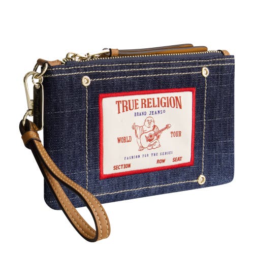 True Religion Buddha Patch Denim Wristlet In Blue