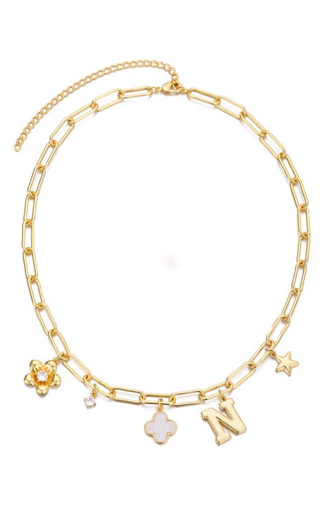 Initial Charm Pendant Necklace