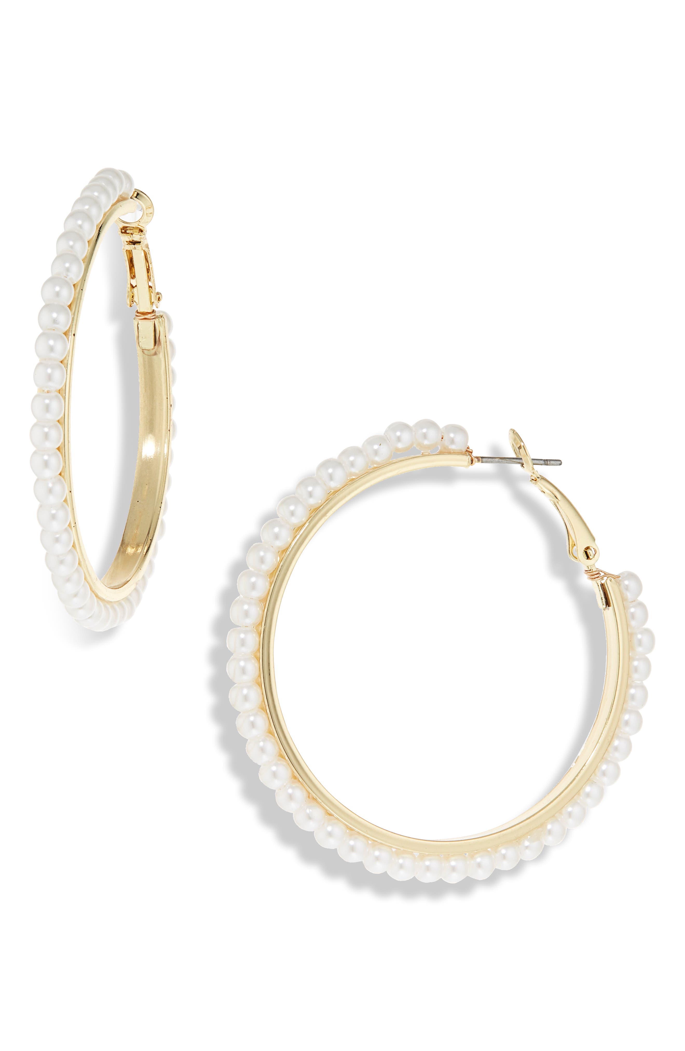 Cara Faux Pearl Hoop Earrings