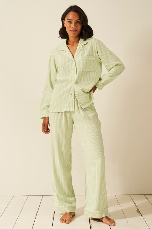 Stripe & Stare Ecovero Pyjama Top In Green