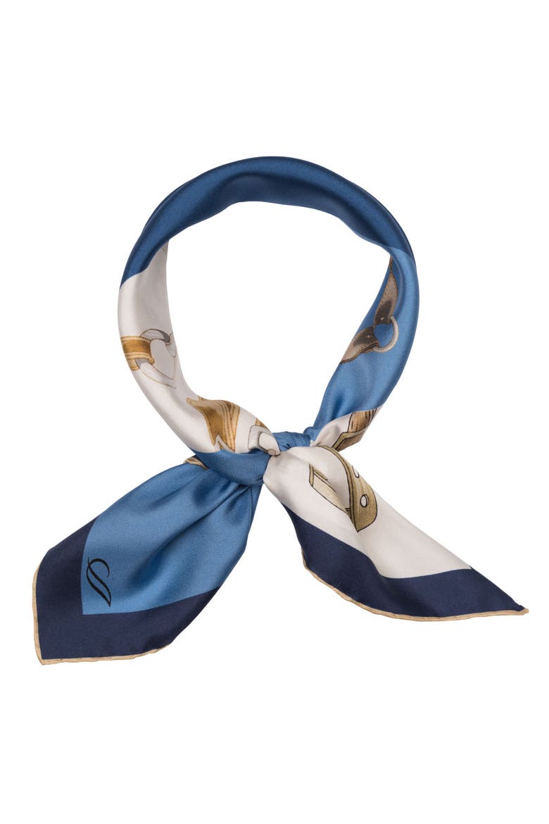 San Siro - Hand Rolled Silk Neckerchief for Men, Alternate, color, Blue
