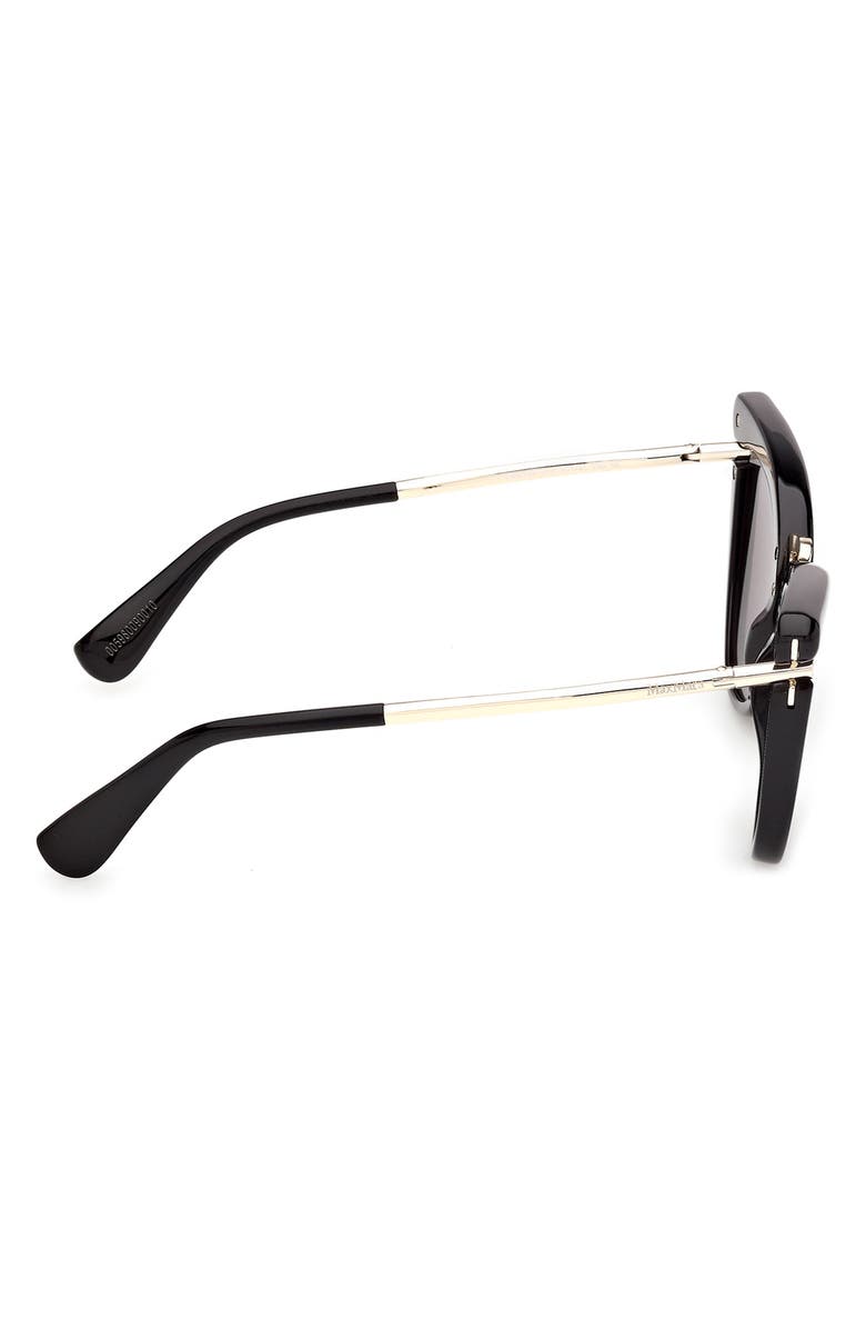 Max Mara 55mm Cat Eye Sunglasses, Alternate, color, Black / Pale Gold / Smoke