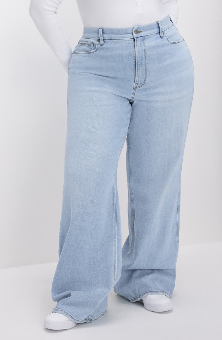 Good American Good Skate Wide Leg Jeans, Alternate, color, Indigo634