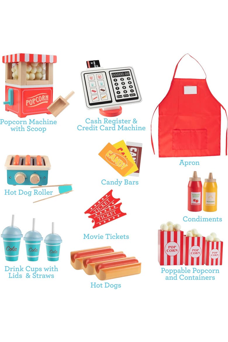 Movie Theatre Snack Bar Wooden Playset, Alternate, color, Red