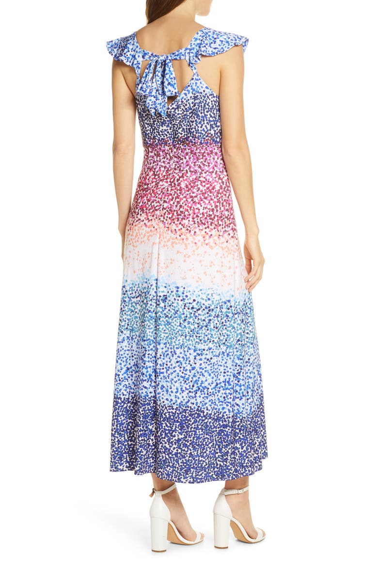 Ruffle Sleeve Maxi Dress, Alternate, color, IVORY MULTI