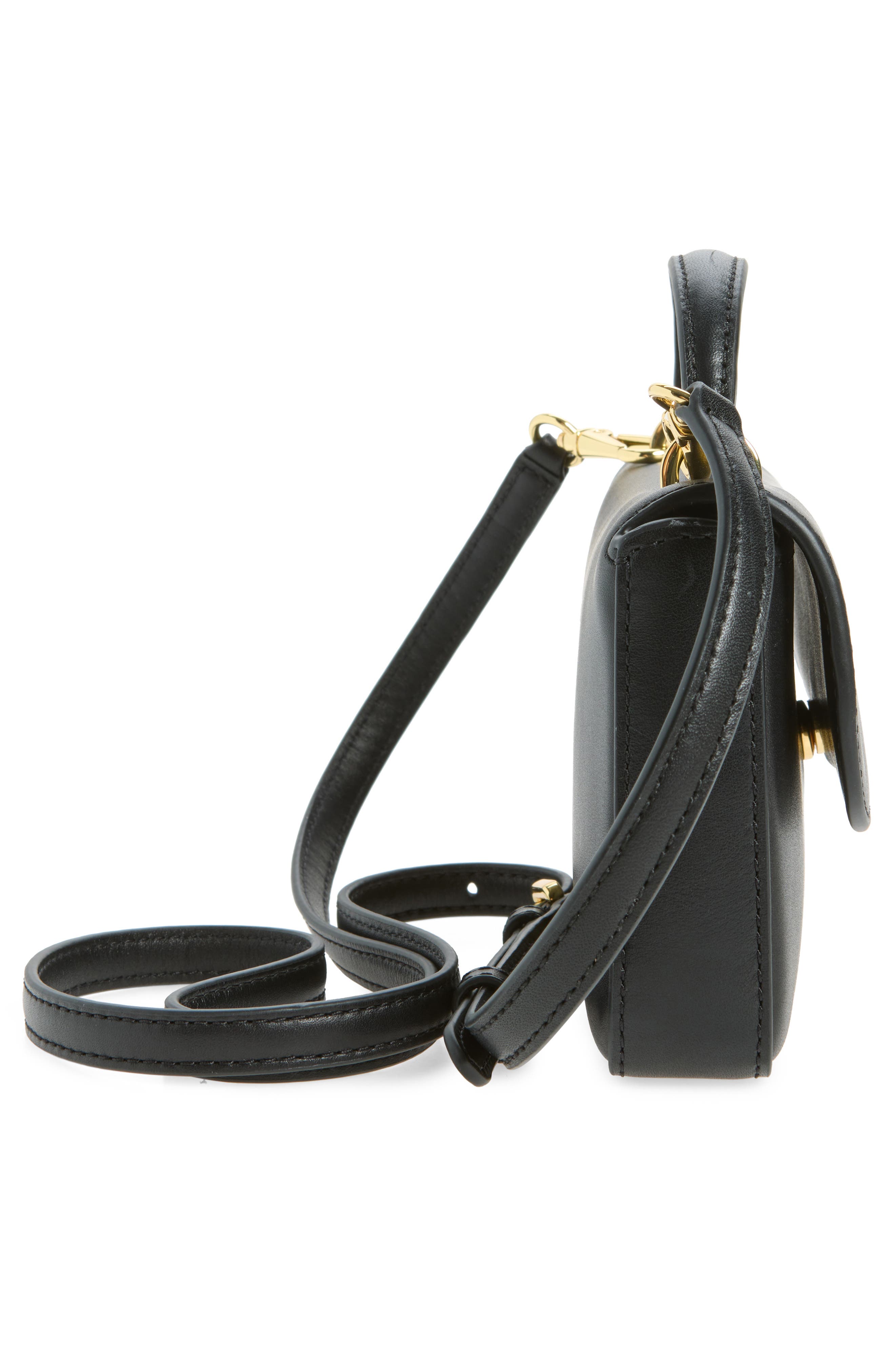 Marcy Leather Crossbody Bag, Alternate, color, BLACK