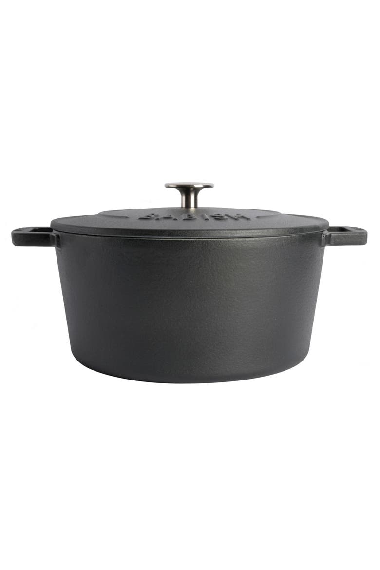 Matte Enamel Round Cast Iron Dutch Oven with Lid, Main, color, Black