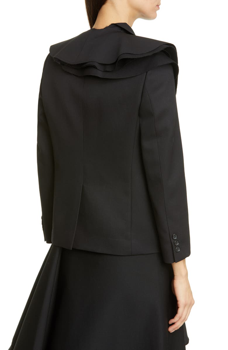 Tao Comme des Garçons Tricot Comme des Garçons Ruffle Collar Wool Gabardine Jacket, Alternate, color,