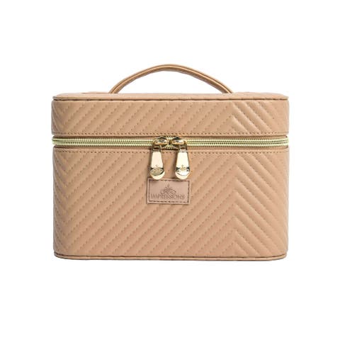 Odessa Train Case - Chevron Faux Leather Makeup Case