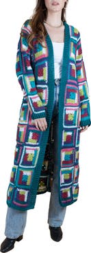 SAACHI Granny Square Crochet Longline Cardigan