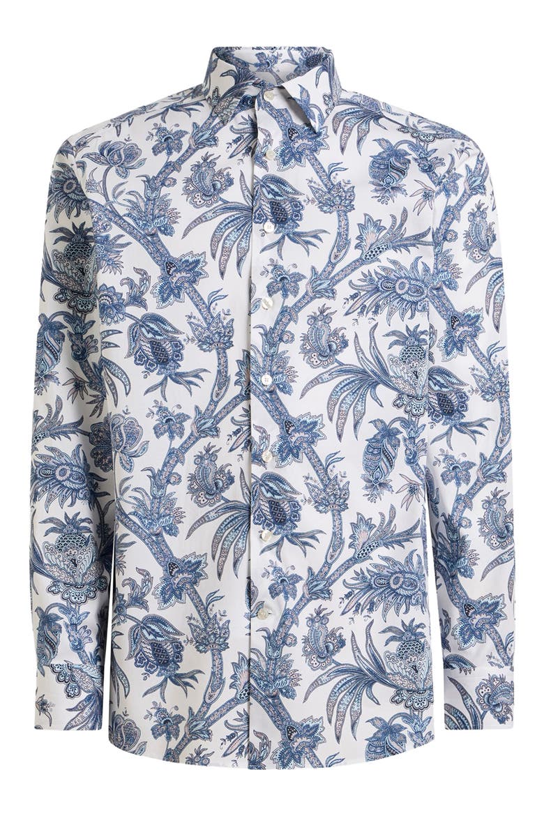 Roma Stretch Cotton Dress Shirt, Main, color, BLUE/ WHITE