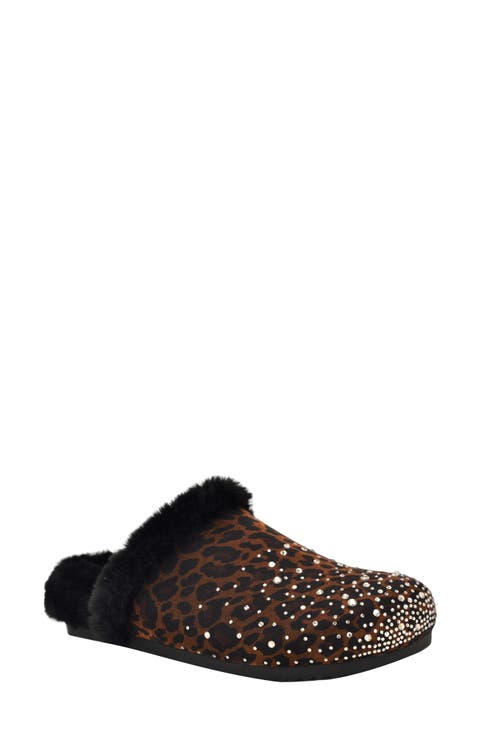 Gascona Rhinestone & Faux Fur Clog (Women)
