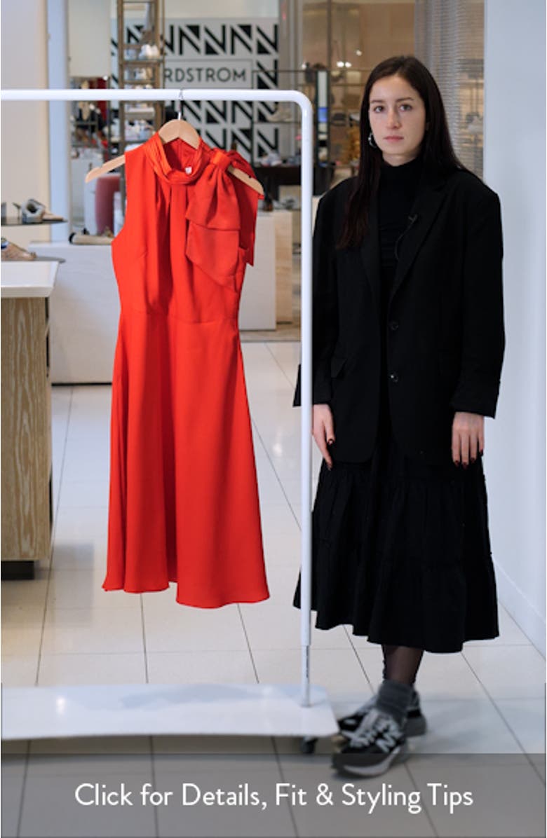 Bow Mock Neck Fit & Flare Midi Dress, sales video thumbnail