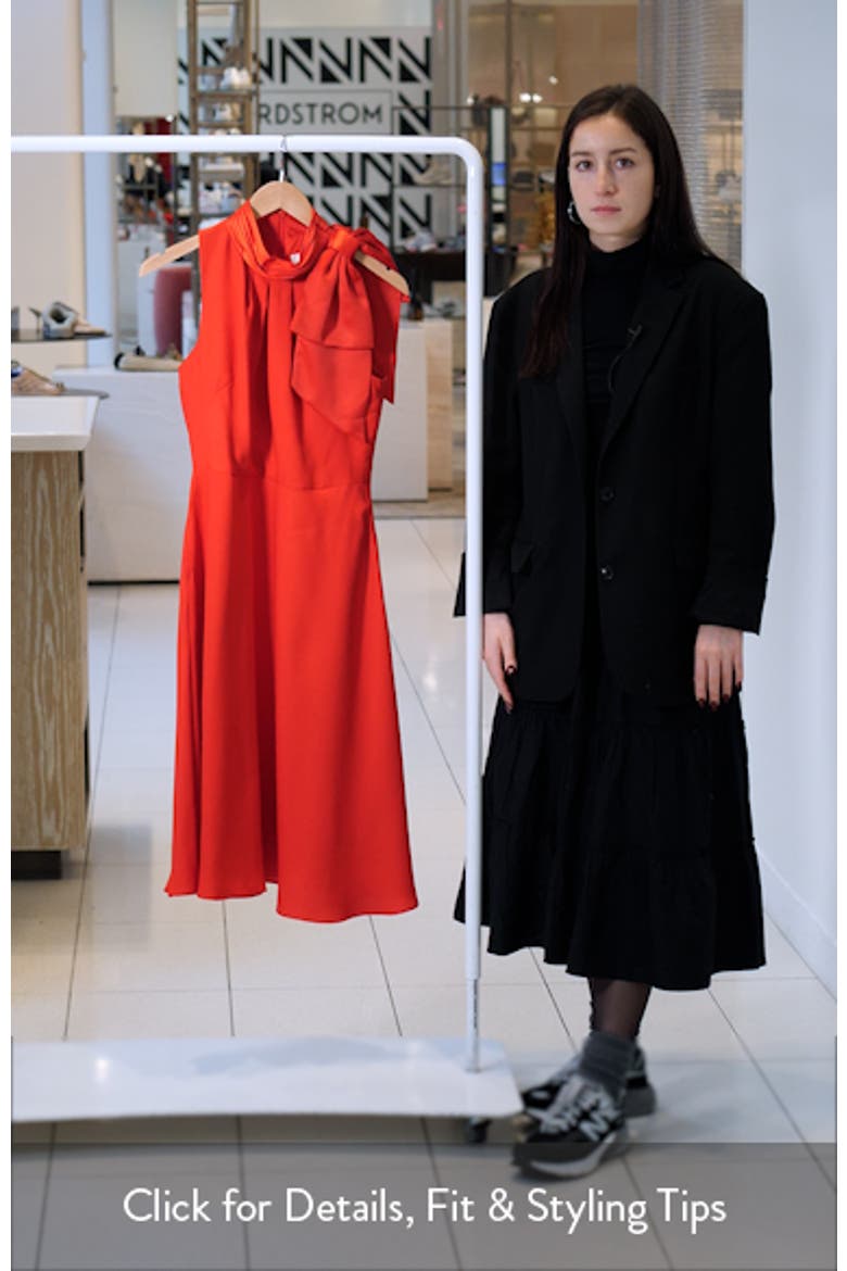 Bow Mock Neck Fit & Flare Midi Dress video