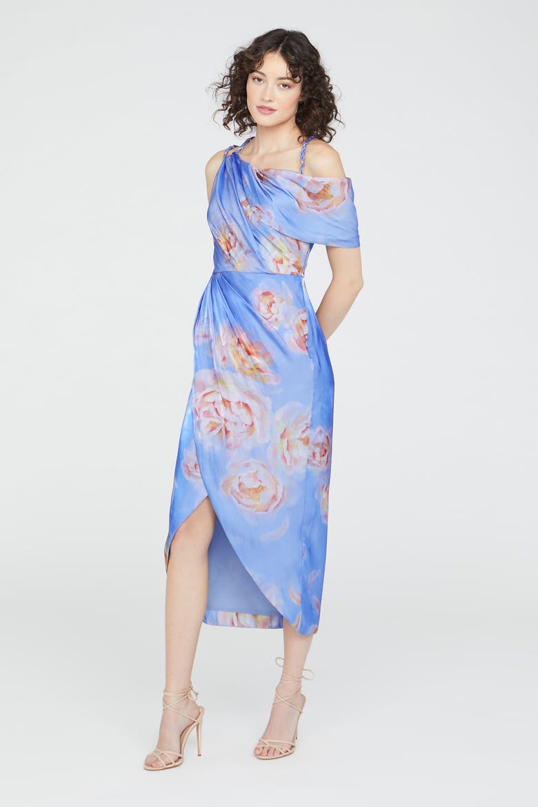 Yannah Wrap Cocktail Dress, Alternate, color, Pearl Roses