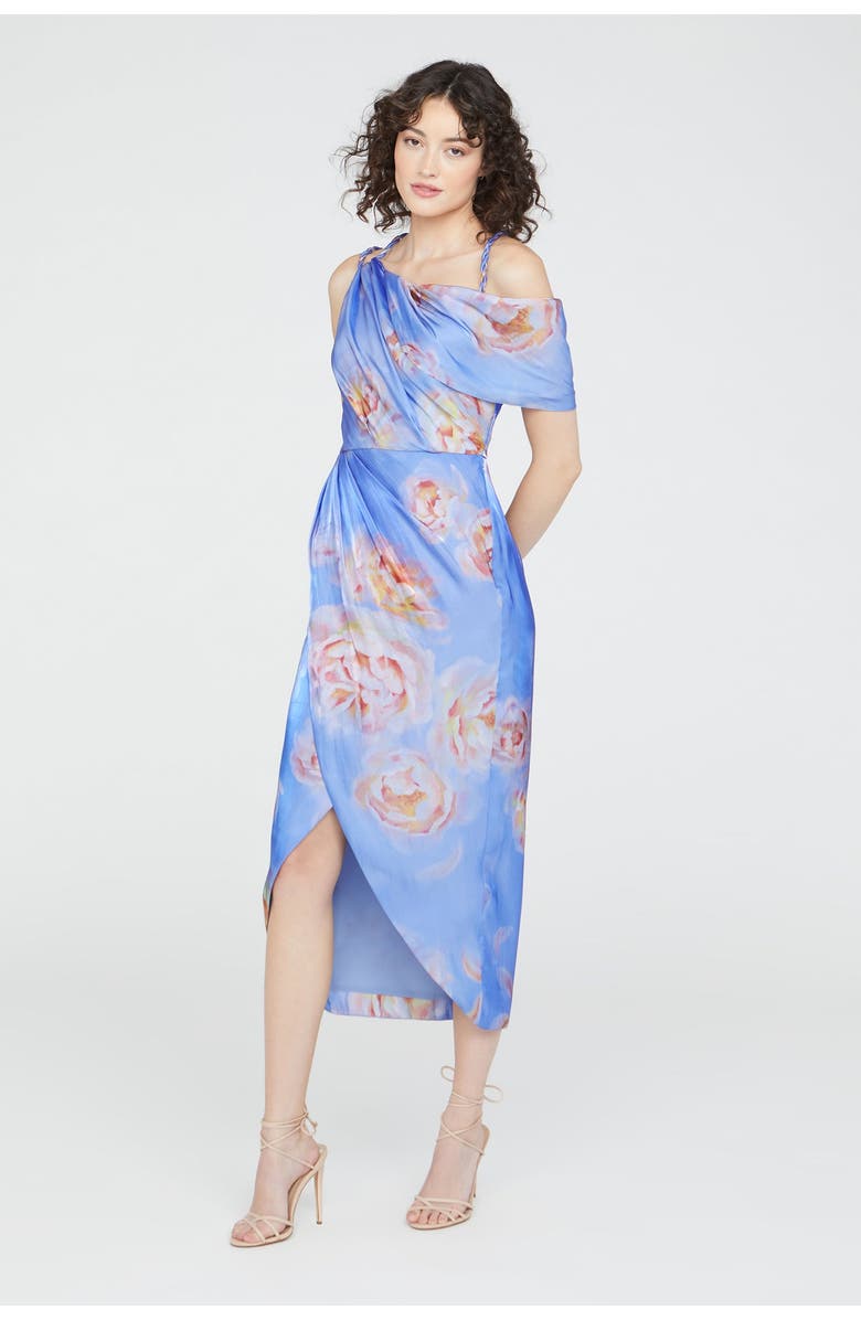 Theia Yannah Wrap Cocktail Dress, Alternate, color, Pearl Roses