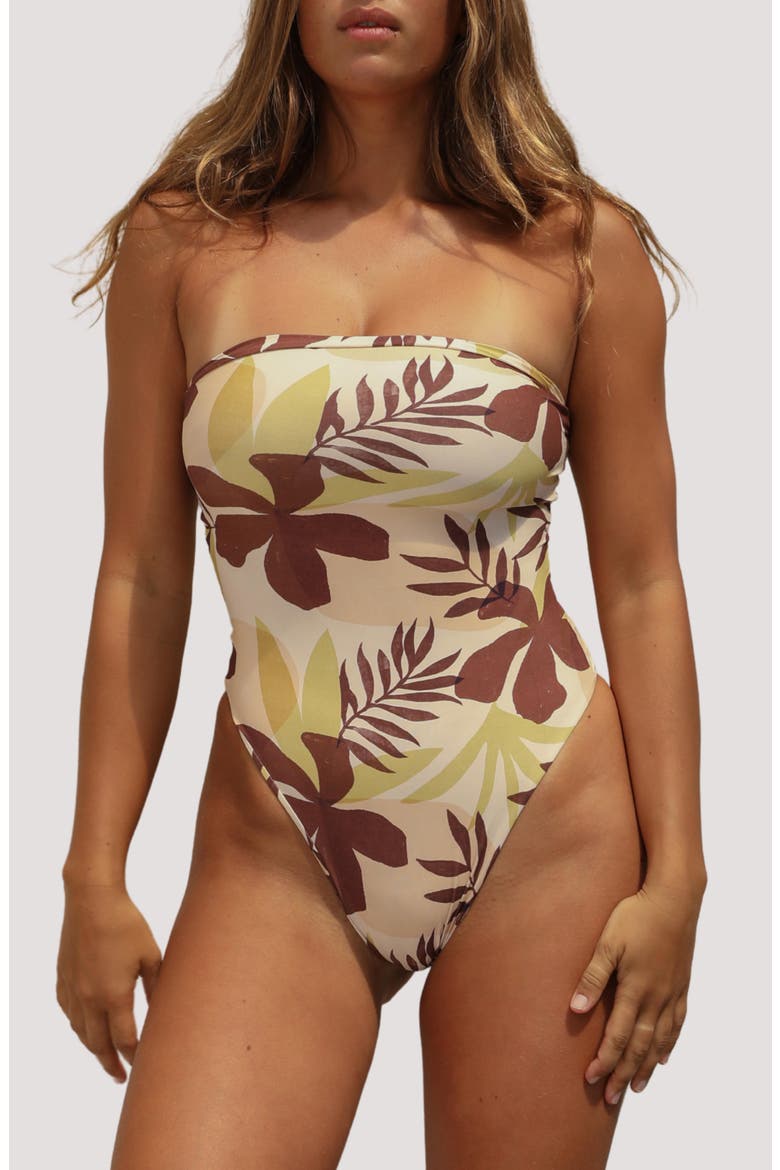 Paola Macramé Strapless One-Piece Swimsuit, Main, color, TROPICAL TONAL