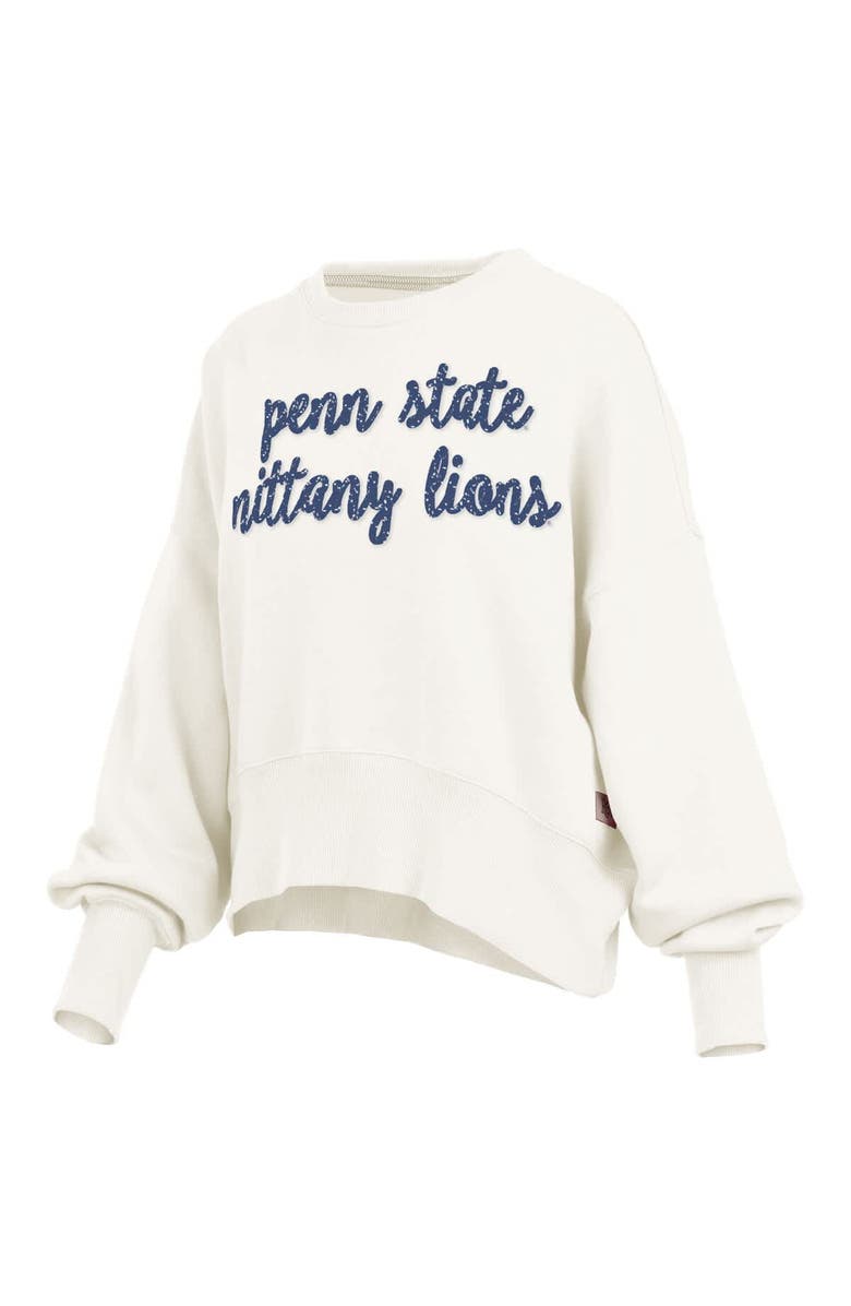 PRESSBOX Women's Pressbox Cream Penn State Nittany Lions Oversized Chelsea Waist Length Pullover Sweatshirt, Alternate, color, Cream