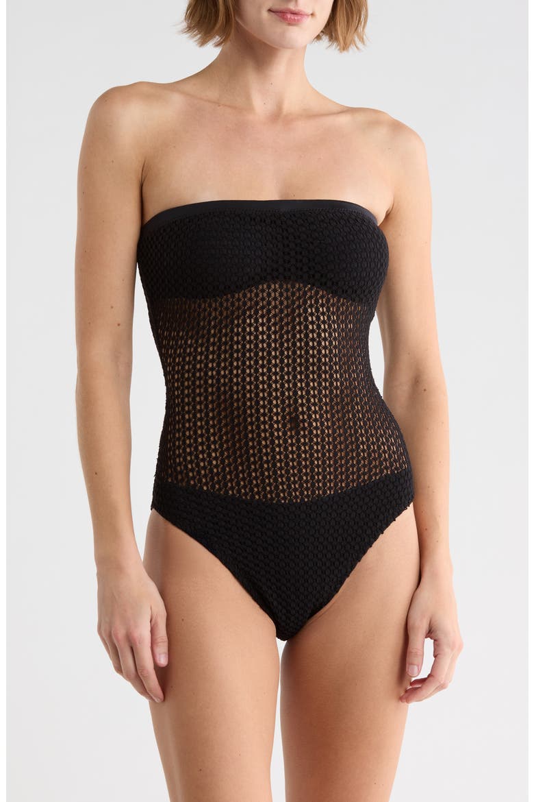 Strapless One-Piece Swimsuit, Main, color, BLACK