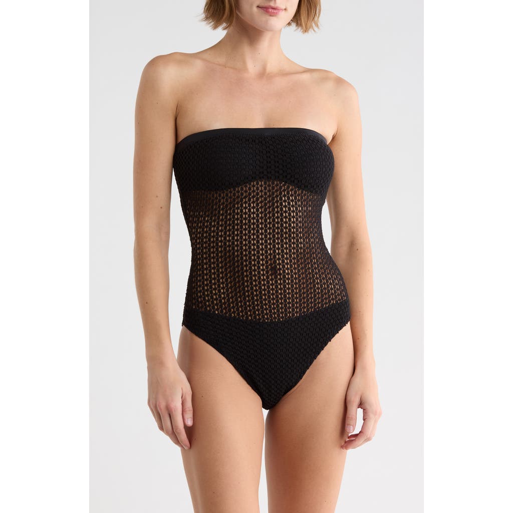 Robin Piccone Strapless One-piece Swimsuit In Black