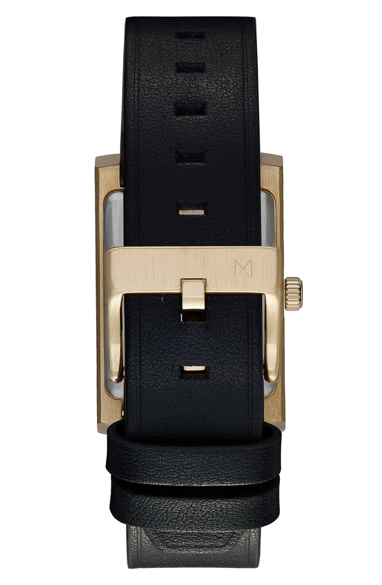 MVMT Newporter Leather Strap Watch, 27.5mm, Alternate, color, Gold