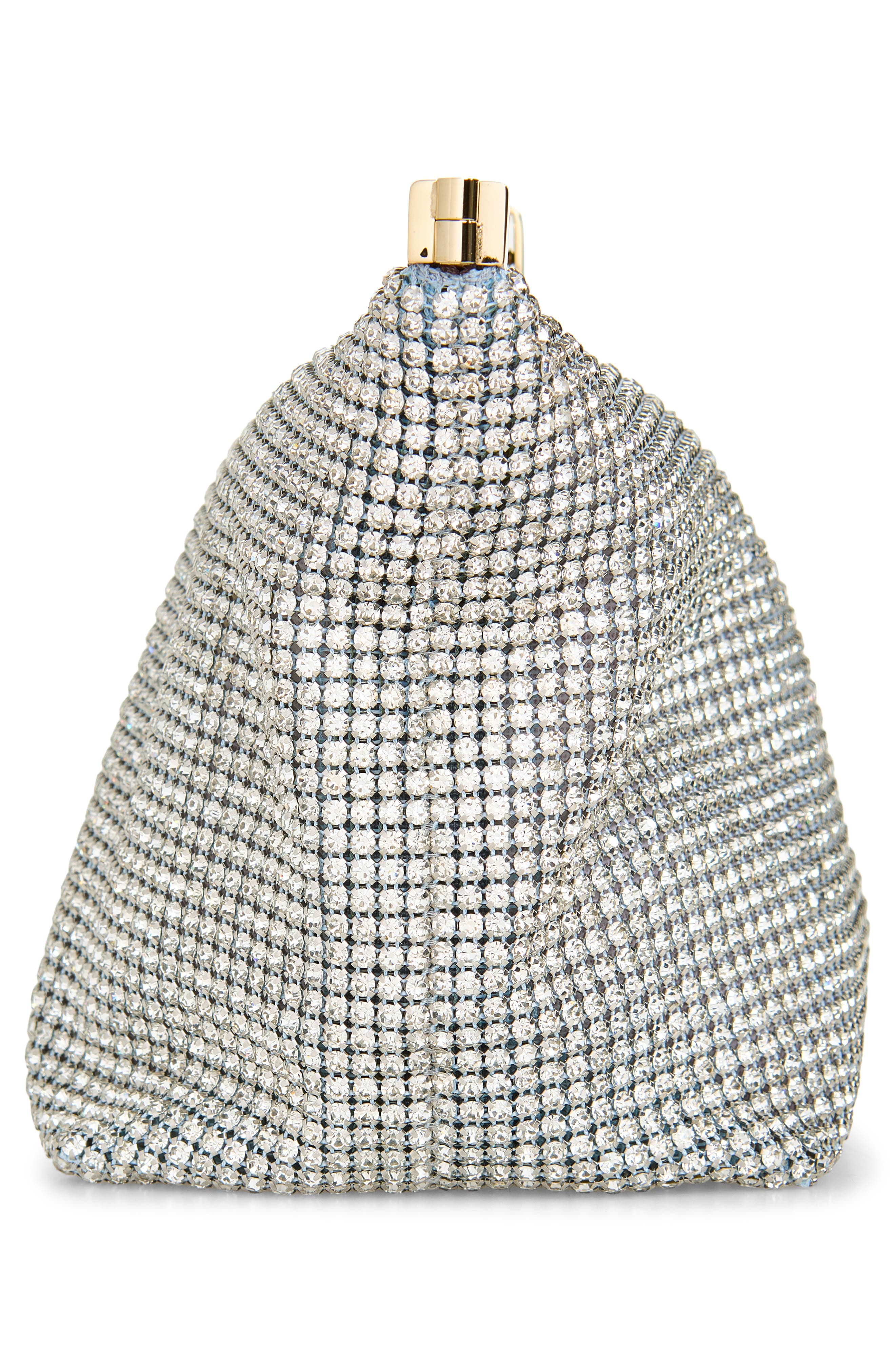 Ganache Crystal Mesh Clutch, Alternate, color, SILVER/ LIGHT GOLD