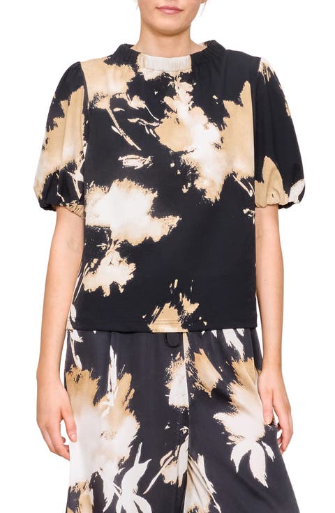 Mock Neck Puff Sleeve Top