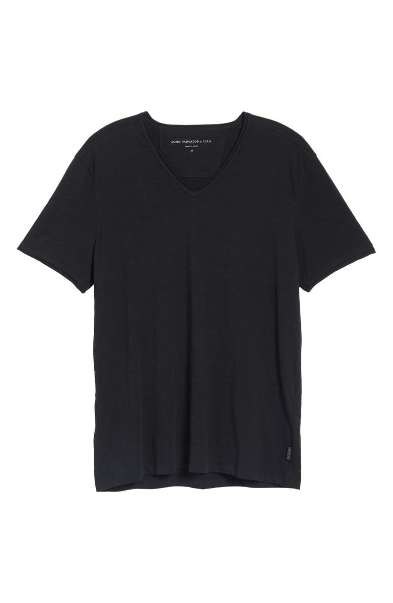 John Varvatos Slim Fit Slub Jersey V-Neck T-Shirt, Alternate, color, Black