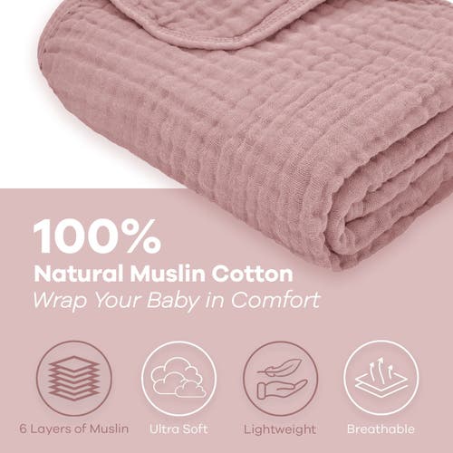 Comfy Cubs Baby Muslin Blanket In Mauve