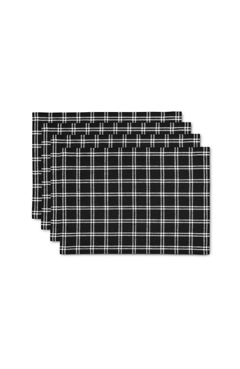 Solino Home Linen Placemats - Marseille Plaid, 14" x 19" Inch, Main, color, Black