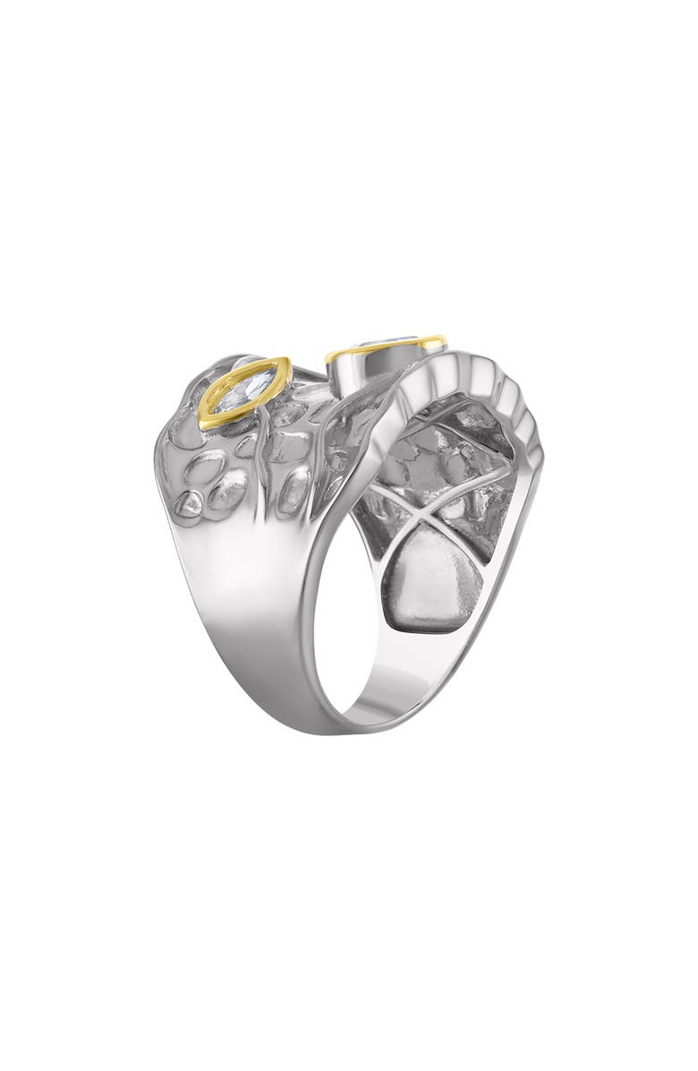 FZN Textured Two-Tone Cubic Zirconia Cigar Ring, Alternate, color, 